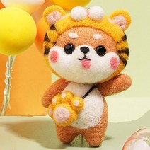 젊은이마켓 DIY 시바 양모 니들 펠트 세트, 1세트, 호랑이