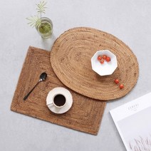 [도란몰] 라탄 타원형 식탁매트 직사각형 테이블매트, 라탄테이블매트 - 타원형