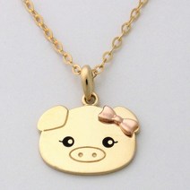 14K 돼지띠 체인포함 미아방지목걸이 피그걸 돼지 BP1001, 단품