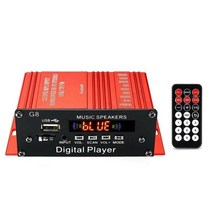 블루투스 미니 앰프 길거리공연 매장용 리시버 통기타 올인원 12v 200w 2ch 디지털 hifi 오디오 전력 증폭기 자동차 오디오 amplificador 스테레오 증폭기 fm, 빨간색