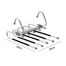 행거옷걸이 5 in 1 바지 선반 옷걸이 주최자 다기능 옷장 수납 StainlessSteel Magic Trouser Hanger, [06] with Non-slip cover1