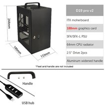 d19 pro 6.1l a4 섀시 sfx htpc mini itx 게임 컴퓨터 그래픽 카드 rtx2070 i7 가장 작은 독립 디스플레이 케이스 dream d19pro, 검은색