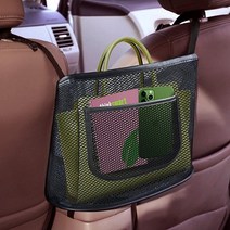 8sanlione 자동차 메시 오거나이저 네트 포켓 핸드백 홀더 시트 백 백 뒷좌석 애완동물 어린이 장벽 카고 티슈 지갑 운전석 보관 그물 파우치. (블랙) 53477028, Black 2