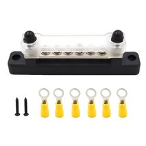 GHSHOP 덮개가 있는 배전 단자대 자동차 보트 선박용 배터리 버스 바, 6가지 방법 블랙, 옵션, ABS 아연 합금 및 황동