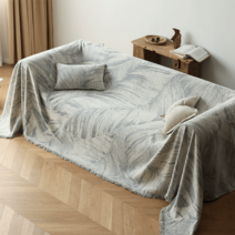 유럽 사계절 공용 면 마 분위기 감성 소파풀커버, 180*180cm, 위섬-회색