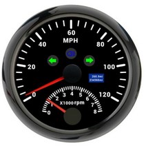 차량 속도계 오토바이 게이지 120 kmh 200 85mm GPS 0 200MPH 주행 거리계 타코미터 8000 RPM 자동차 보트 ATV 포함속도계, Black 0-120MPH
