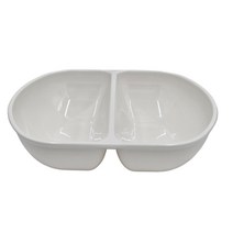 국산 컬러 짬짜면기 칼라 짬짜면 나눔 2칸 그릇 면기 멜라민, 크림, 1개