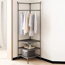 벽코너 옷걸이 선반 모서리 틈새 수납 행거 옷방 가정 매장용, 벽코너선반행거_3단