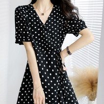 요모조모 2702 쉬폰 브이넥 도트 땡땡이 여름 원피스