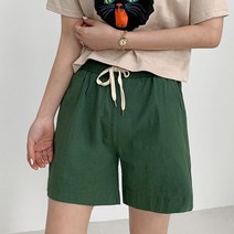오키진 여성용 슬릿 린넨 4부 바지