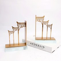 테이블장식 신 중국식 크리스탈 금속 건축물 환영 아치 책을 막았다 모델하우스 서재 사무실 책상테이블 탁상 2733003071, 있다 크리스탈 30**9*20cm