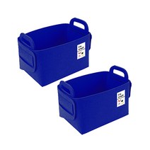 패브릭 펠트 바구니 장난감 정리함 인형 수납, 딥블루 S, 1개