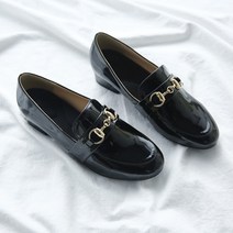 국내제작 발편한 빅사이즈 골드 체인 쿠션 단화 3cm 여성 로퍼