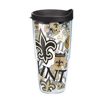 Tervis 1271081 NFL 뉴올리언스 세인츠 텀블러 랩과 블랙뚜껑있는 24온스 클리어