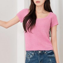 쇄골라인 라운드넥 짧은 반팔 여름니트 스포츠티셔츠 이너티 등산티셔츠 여자티 일복