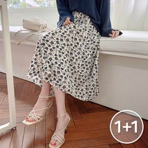 코코블랑 (1+1)빈티지아 꽃나염 롱 스커트