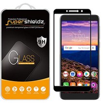 (2 Pack) Supershieldz for Alcatel Onyx Alcatel TCL A1X (A503DL) and Alcatel 1X (2019) Tempered Glas, 1, Bubble Free (Black), (Full Sc
