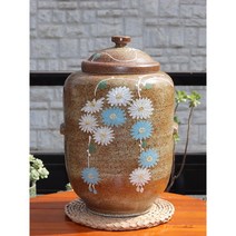 소금항아리 쌀독 10KG 국화 그림 도자기, 항아리 + 짚받침 구매