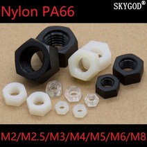 m8 볼트 너트 m6 2050pcs 플라스틱 육각 m2 m2.5 m3 m4 m5 나일론 pa66 단열 잠금 나사 캡 블랙 화이트 클리어, m12 x50pcs, 하얀