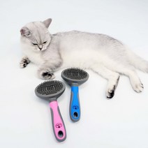 동동이네 고양이 브러쉬 죽은털 엉킨털 진드기 제거 원터치 브러쉬 장모용 단모용 털날림 방지 애견브러쉬 고양이빗, 핑크 장모