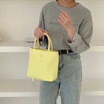 [캐비넷백] 시즌 심플 사각 핸들 미니 토트 크로스백 (4color)