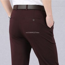 하이 스트레치 클래식 비즈니스 캐주얼 바지 남성용 웨이스트 팬츠 봄 여름