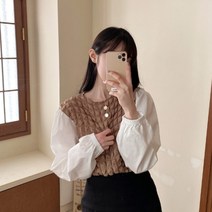 코지 여자 패딩 엠보싱 버튼장식 특별한룩 블라우스