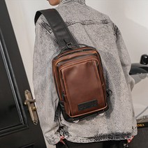 LEBSGE 패션 남자의 Pu 가죽 대용량 가슴 가방 한 어깨 가방 크로스 바디 가방 거리 가방 다시 배낭