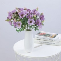 폼폼국화 목화꽃 망고튤립 수국 12 가지 작은 데이지 인공 꽃 농촌 스타일 웨딩 홈 오피스 장식 꽃꽂이 야, 02 purple