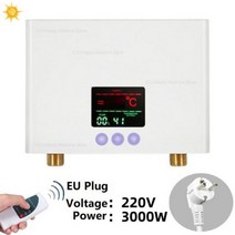 리스 순간 온수기 샤워 욕실 주방 수도꼭지 220V 벽걸이식 전기 온수기 리모컨 포함, [01] A-EU plug 3000W