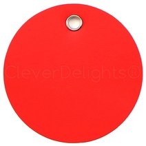 100팩 - CleverDelights 빨간색 플라스틱 태그 - 7.6cm (3인치) 원형 - 찢어짐 방지 및 방수 - 재고 자산 식별 가격 태그