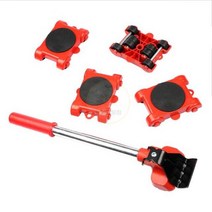 가구이동바퀴 무거운가구 옮기기 만능지렛대 튼튼한 리프터 운송 도구 발동기 세트 4 패드 롤러 리프팅용 1 휠 바 도우미, 01 Red