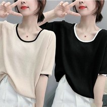 JUSTFEELING 1+1 여자 아이스 반팔 티셔츠 캐주얼 라운드넥 여성 티 빅사이즈 2장 한세트
