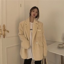 밍트 퍼 여성 모피 털 정장 고급 코트 인조