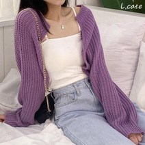 엘케이트 여자 가디건 LBLT050 니트 크롭 볼레로 아우터차콜 베이지 퍼플 검정 크림 색 여성의류 여자의류 여성가디건 편한가디건 데일리아우터 가디건코디 아우