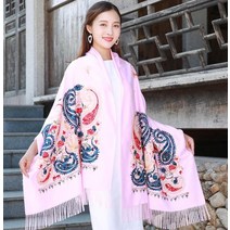 겨울 포근한 캐시미어 울 머플러 가을 코튼 스퀘어 스카프 결혼식 저녁 파티 꽃 자수 목도리 코트 랩