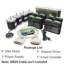 3 축 CNC 키트 2Nm 3Nm NEMA 23 스테퍼 모터 드라이버 및 5 축 Mach3 컨트롤러 및 24V 스위치 전원 공급 장치 포함, DM542 Driver+4Axis 2Nm
