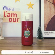크리스마스 보온보냉텀블러 보온컵 원터치 빨대 보온 보냉텀블러 ins 고안치 물컵 스테인리스강을 휴대할 수 있다 304스텐 물병 BW-4206, 성탄목, 350ML