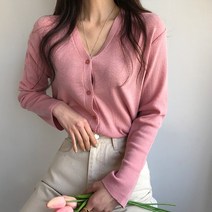 인디우드 (10color) 봄컬러 브이넥 가디건