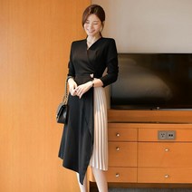 하이퀄리티 3월 4월 하객룩 원피스 아나운서 결혼식복장 수입 연예인착용 코디 가을 봄 77사이즈 드레스 패션