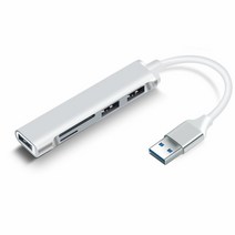 3 포트 USB 3.0 카드 리더 허브 C 타입 c 스플리터 Mini 2 in 1 Cardreader for SD TF Micro Windows Vist, [02] USB silver