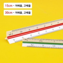 고배율 전문가용 삼각 스케일자 3개 설계 기초디자인 장판 수직 평행선, 15cm/저배율