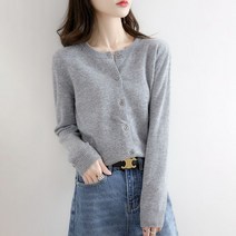 여성 가을 겨울 카디건 라운드 상의 아우터 니트