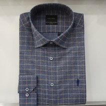 예작 예작 21F/W 네이비 카치온 프린트 체크 슬림핏 긴팔셔츠 YJ1FBS931