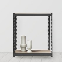 스피드랙 철제선반 조립식 앵글 2단 800 x 500 x 750, 블랙, 12mm 강화 MDF 보드