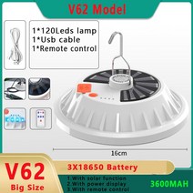 태양열설치 가정용 태양광 패널 자가발전 300W 슈퍼 밝은 LED 전구 태양 램프 충전식 원격 제어 야외 캠핑 랜턴 휴대용 비상 야간 시장 조명, V62-3600MAH, 협력사, 1 램프 만, 02 V62-3600MAH