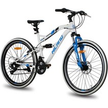 HH HILAND Hiland 26인치 산악 자전거 풀 서스펜션 21단 구동계 MTB, White