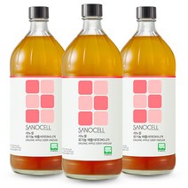 사노셀 유기농 애플사이다비니거 3병 사과초모식초 유기산 80000mg 함유 2160시간 자연발효, 1L, 3개