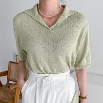 오오엘 여성용 데일리 릴리 부클 카라 니트