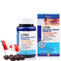 요호 루테인 복합 눈 황반 망막 영양제 베타카로틴 비타민 A E 오메가3 아연 빌베리 메리골드 마리골드 꽃 추출물 5중 기능성 건강 에좋은 기능식품 캐나다산, 90캡슐, 1개